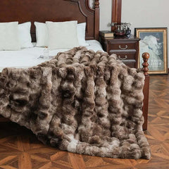 Image of Thickened warm tie-dye blanket in plush bubble velvet for autumn and winter