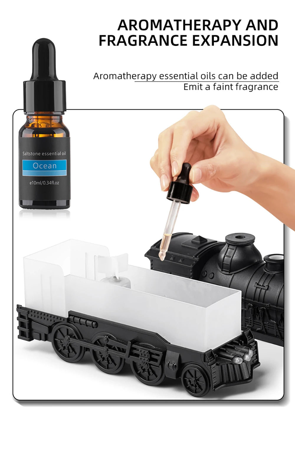 Image of Train air humidifier with ultrasonic aromatherapy and remote control