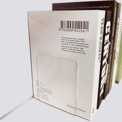 Image of Transparent acrylic bookends for stylish bookshelf organization and decor