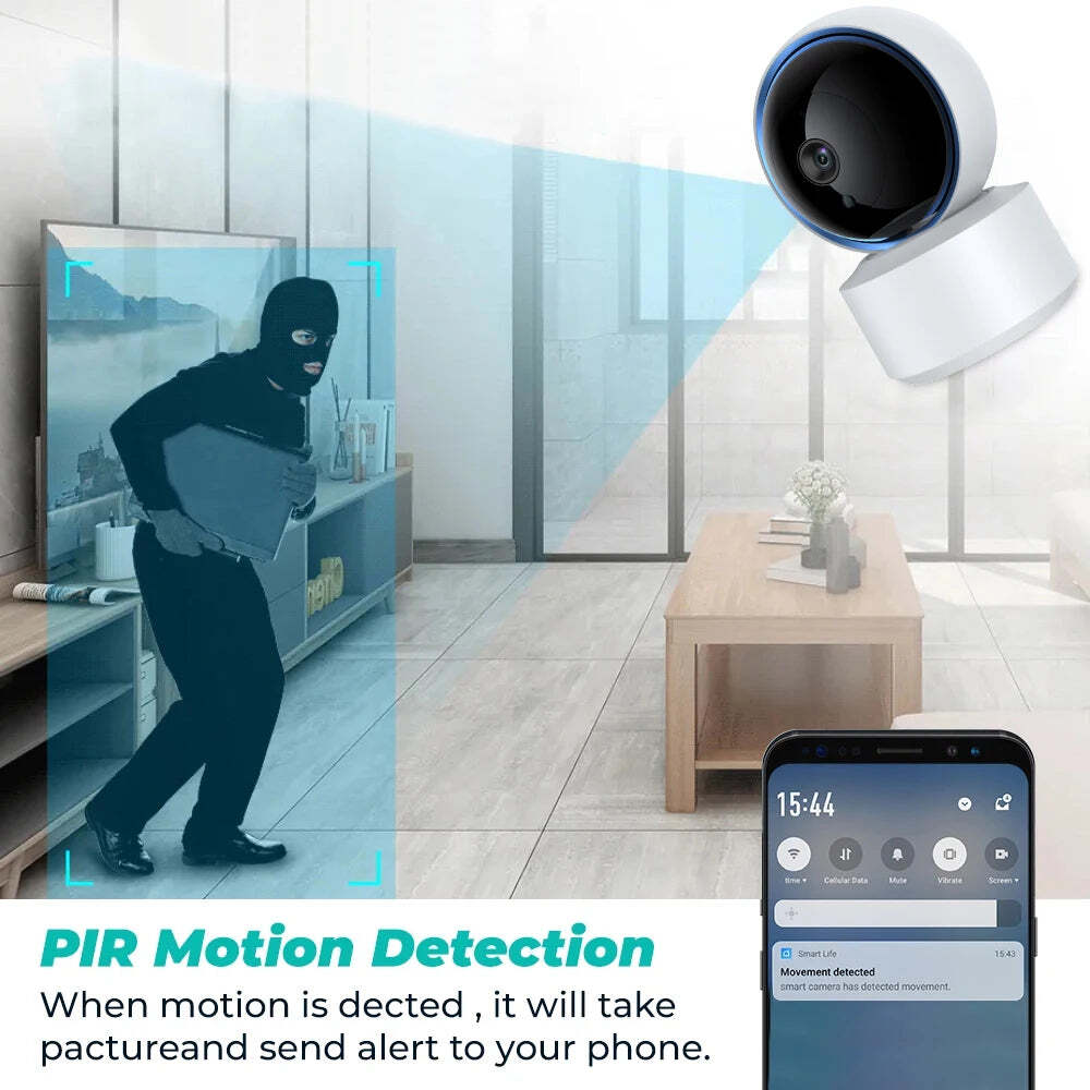 Image of Tuya 1080P WiFi IP camera baby monitor with 360° PTZ and night vision