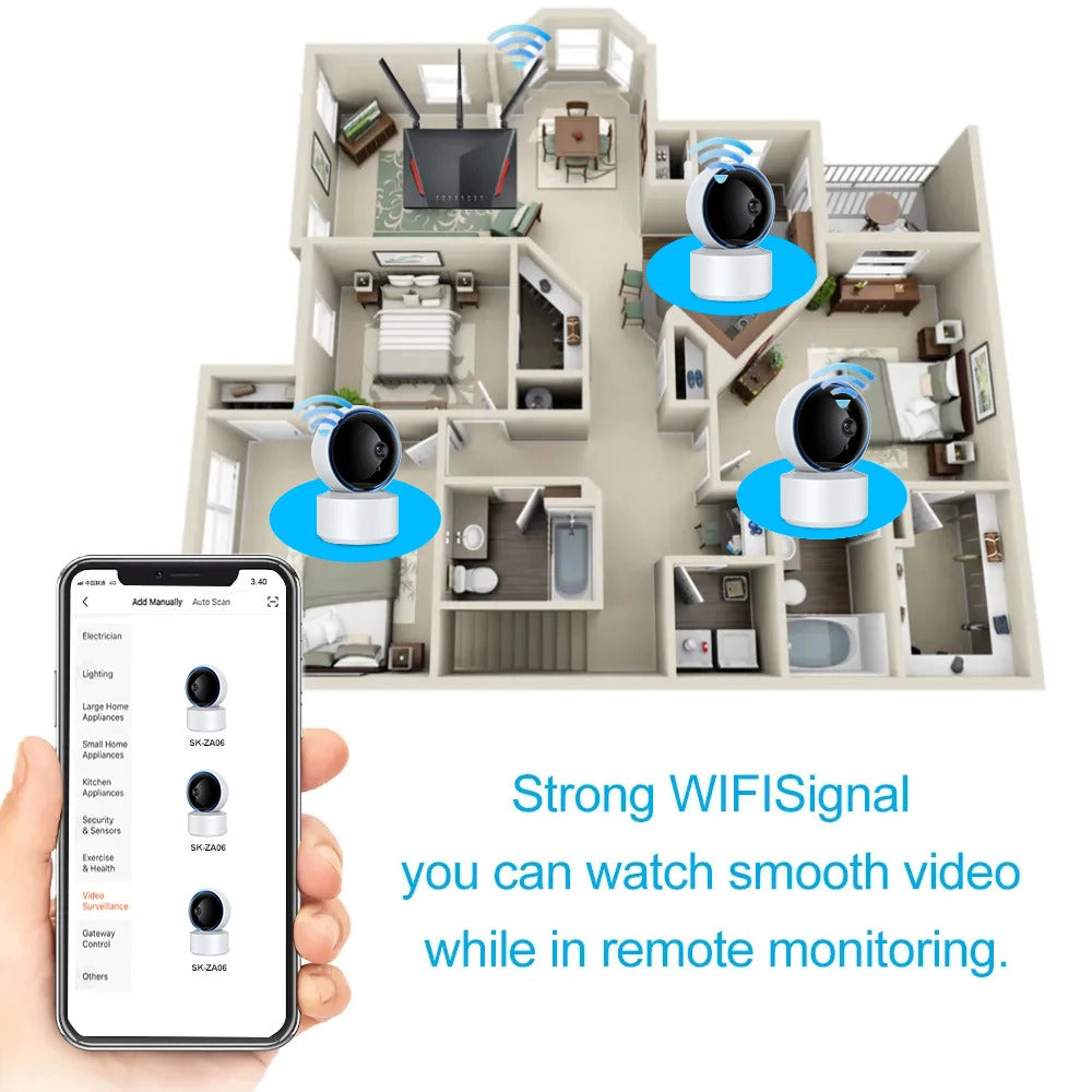 Image of Tuya 1080P WiFi IP camera baby monitor with 360° PTZ and night vision