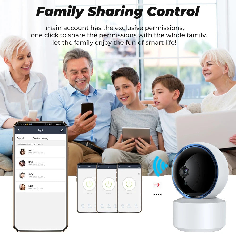 Image of Tuya 1080P WiFi IP camera baby monitor with 360° PTZ and night vision