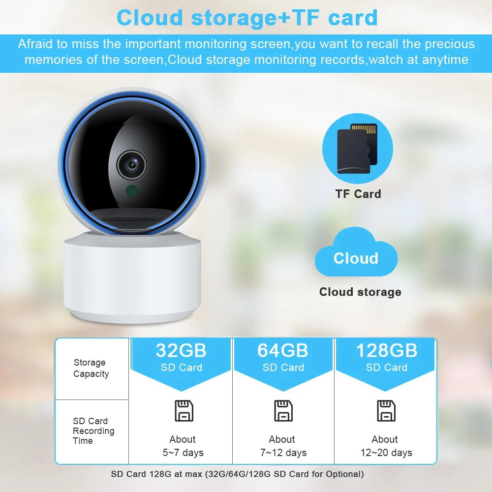 Image of Tuya 1080P WiFi IP camera baby monitor with 360° PTZ and night vision