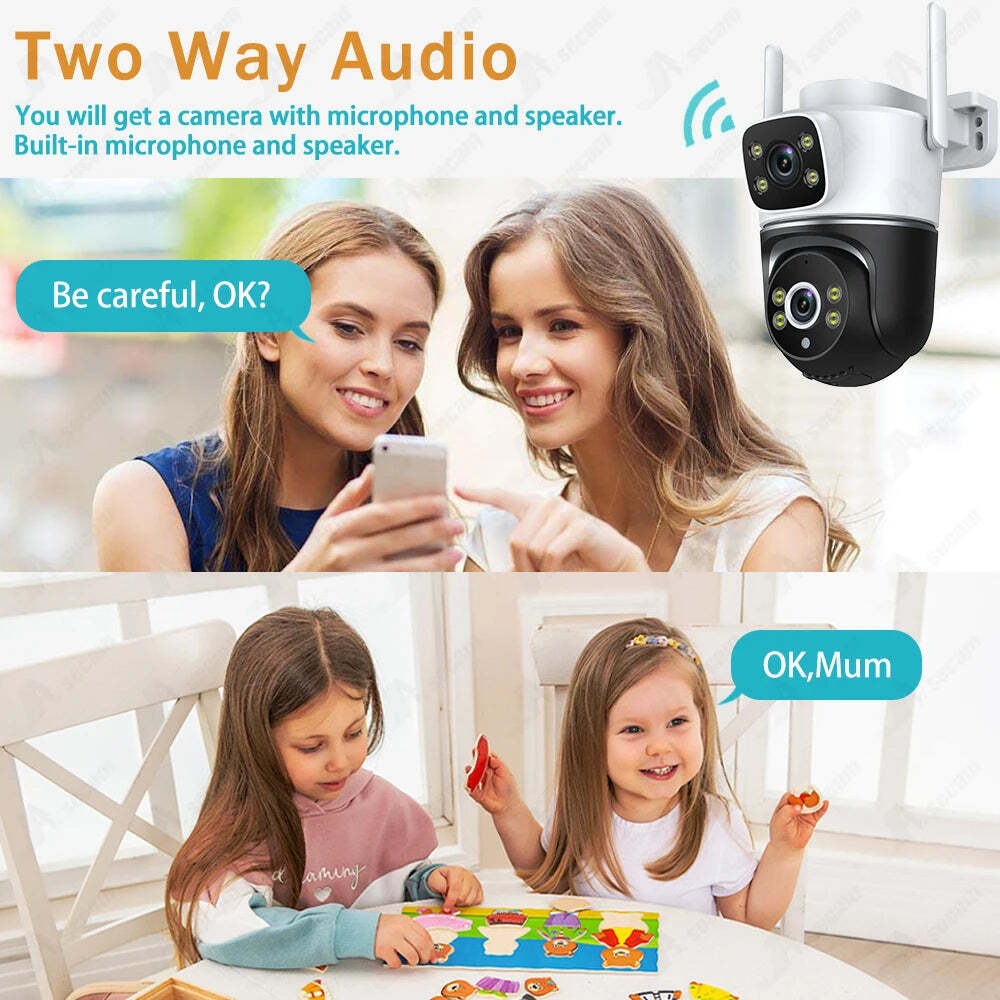 Image of Tuya 8MP dual lens WiFi security camera with auto tracking and night vision