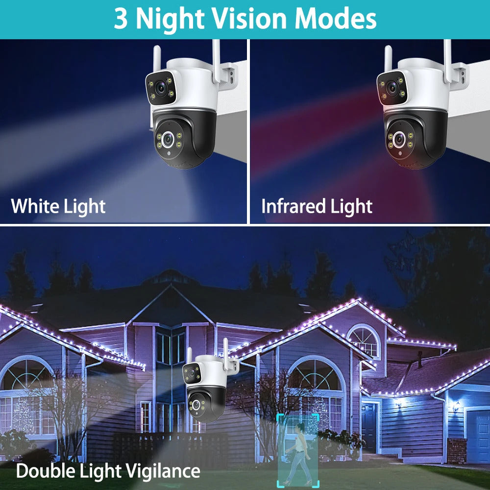 Image of Tuya 8MP dual lens WiFi security camera with auto tracking and night vision