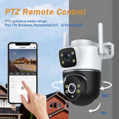 Image of Tuya 8MP dual lens WiFi security camera with auto tracking and night vision