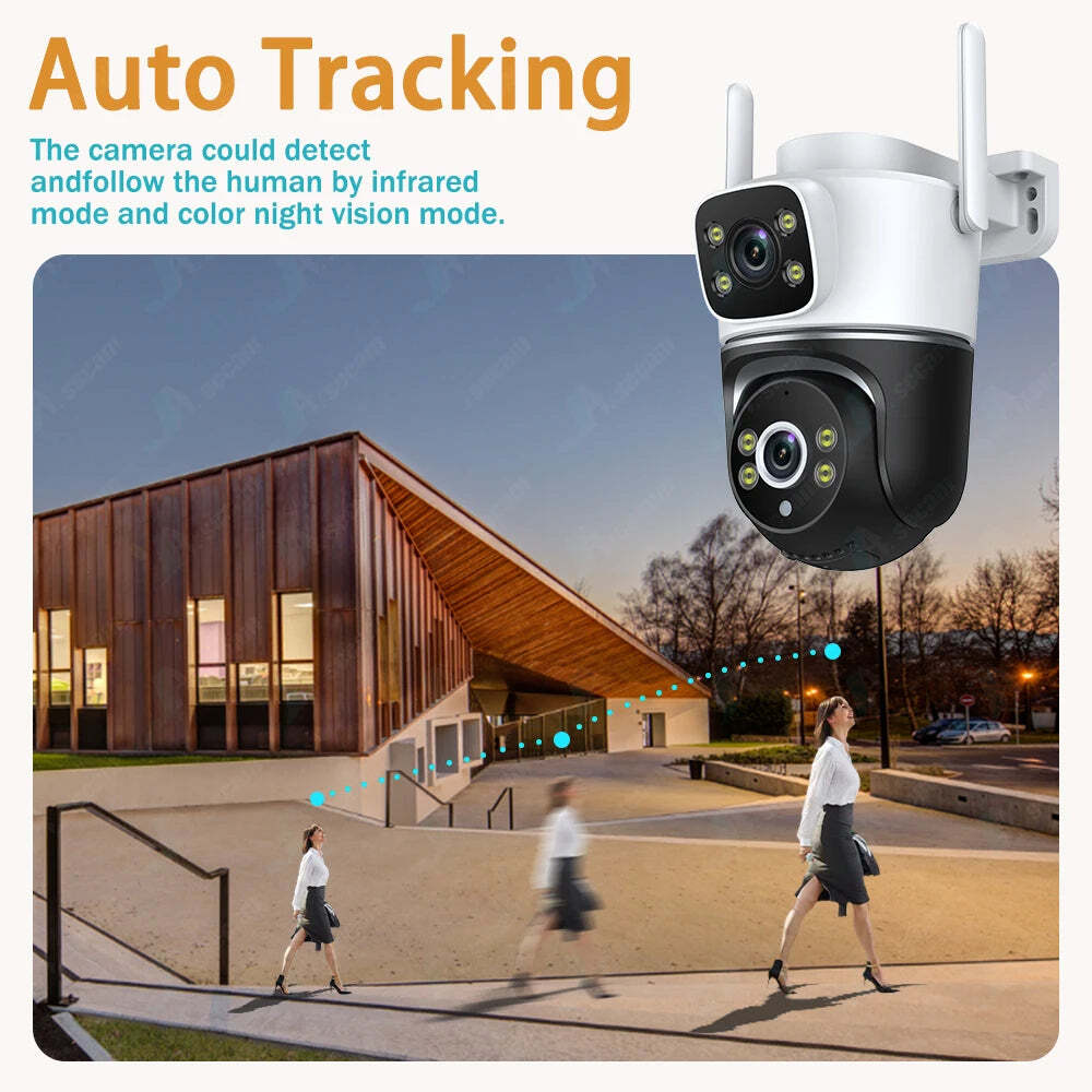 Image of Tuya 8MP dual lens WiFi security camera with auto tracking and night vision