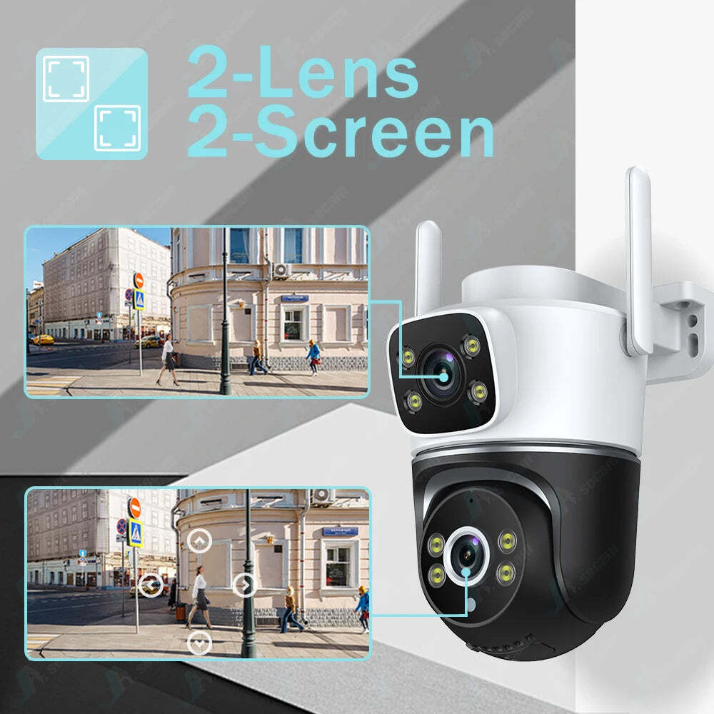 Image of Tuya 8MP dual lens WiFi security camera with auto tracking and night vision