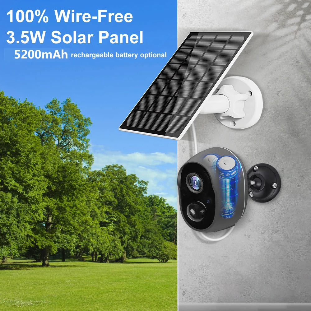 Image of Tuya battery security camera with rechargeable solar power and Google Assistant support