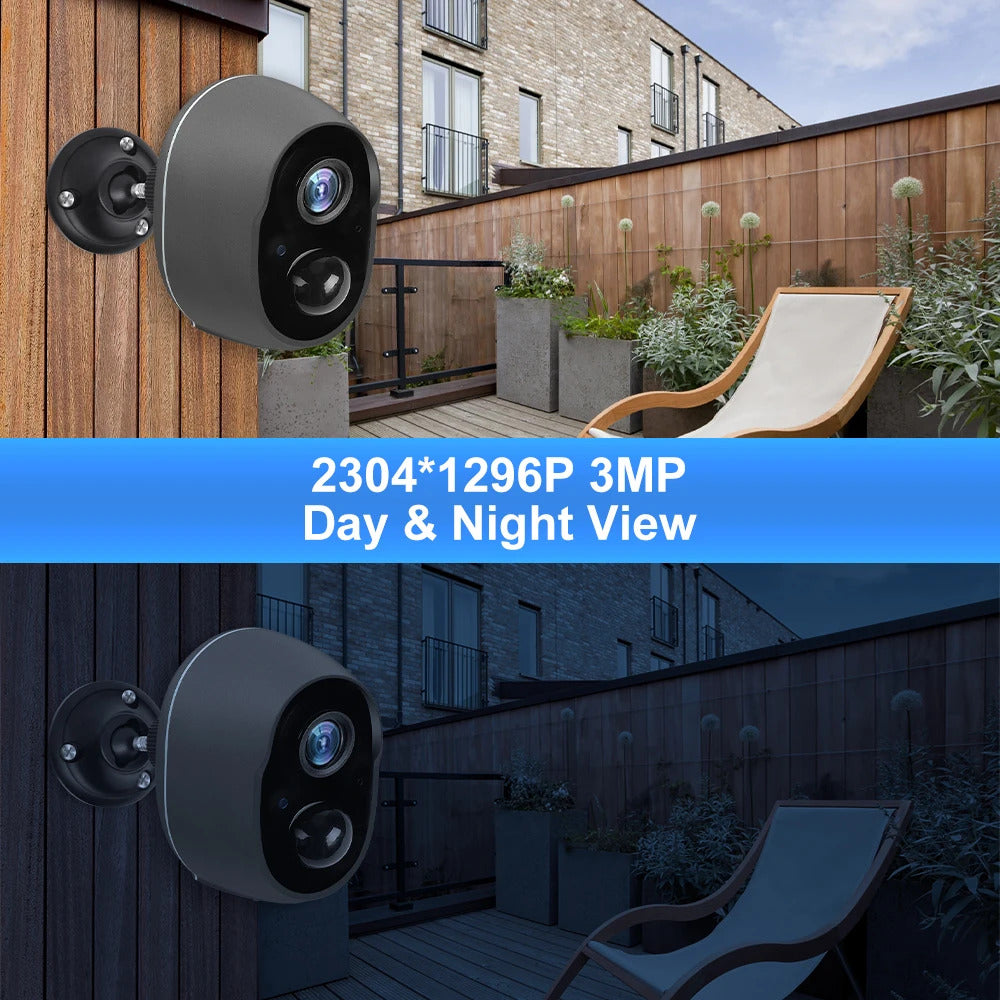 Image of Tuya battery security camera with rechargeable solar power and Google Assistant support