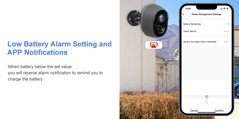 Image of Tuya battery security camera with rechargeable solar power and Google Assistant support