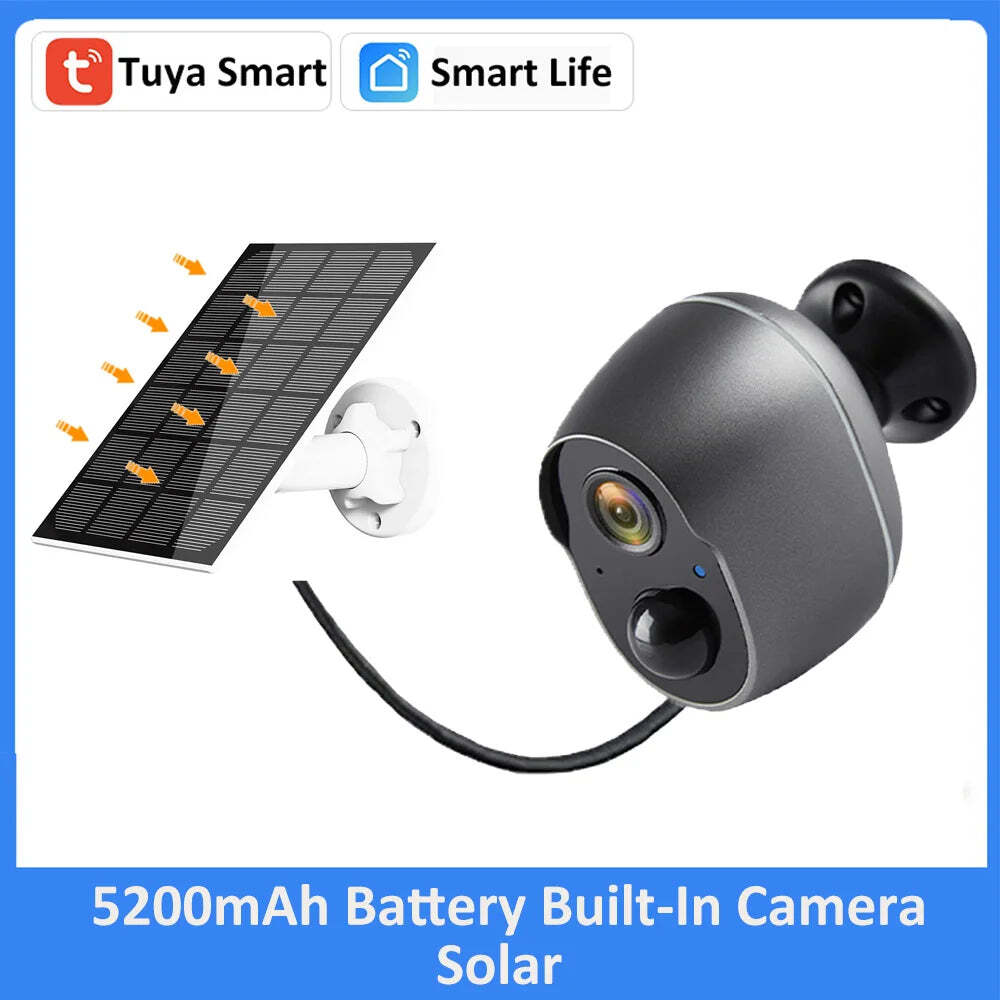 Image of Tuya battery security camera with rechargeable solar power and Google Assistant support