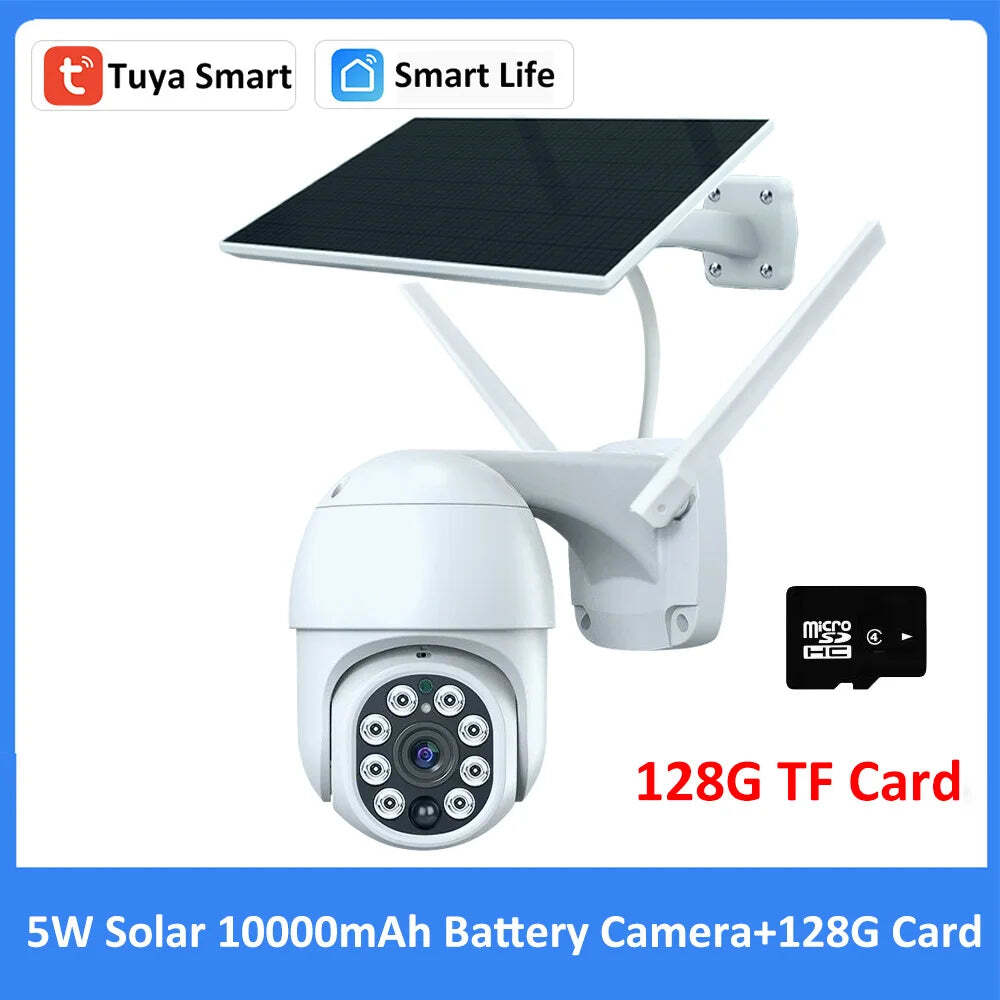 Image of Tuya Smart 3MP solar battery outdoor WiFi PTZ security camera with auto tracking and night vision