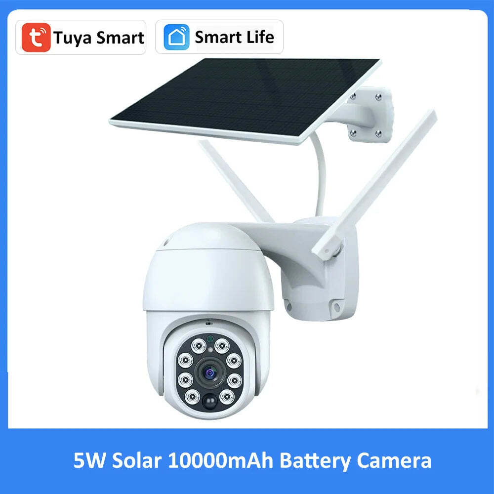 Image of Tuya Smart 3MP solar battery outdoor WiFi PTZ security camera with auto tracking and night vision