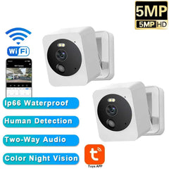 Image of Tuya smart mini WiFi IP camera with AI human detection and waterproof design