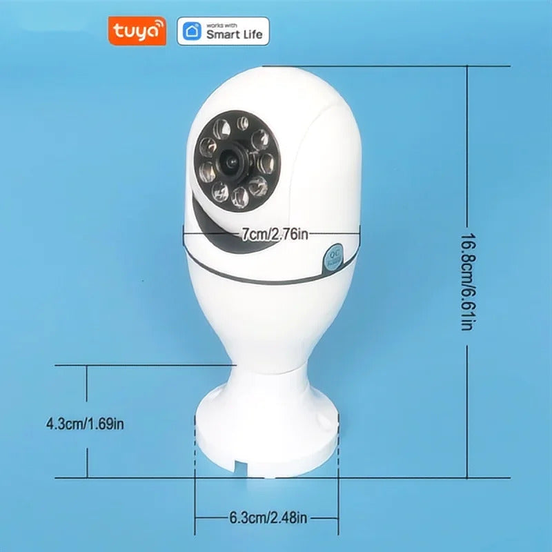 Image of Tuya smart WiFi E27 light bulb camera with two-way audio and motion detection