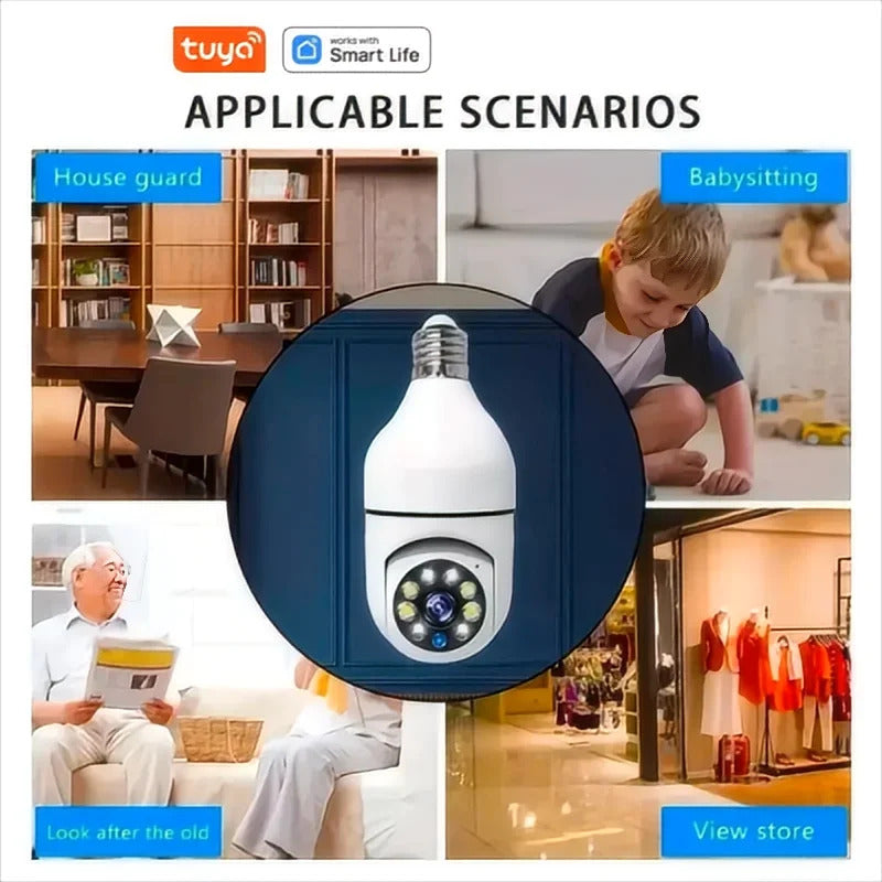 Image of Tuya smart WiFi E27 light bulb camera with two-way audio and motion detection