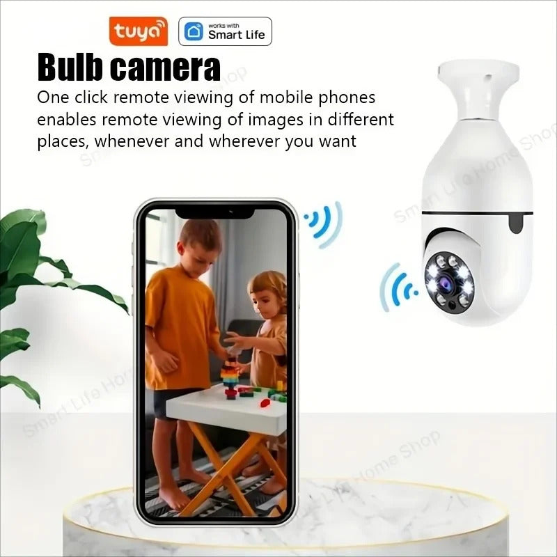 Image of Tuya smart WiFi E27 light bulb camera with two-way audio and motion detection