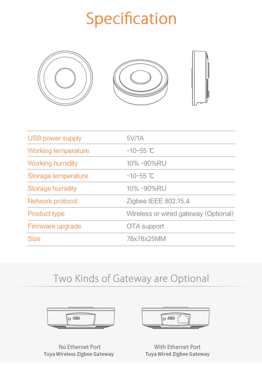 Image of Tuya Zigbee 3.0 hub for smart home control with app and voice compatibility