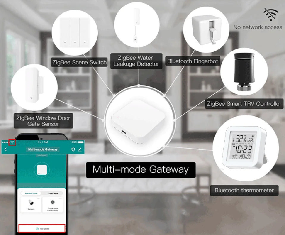 Image of Tuya Zigbee wireless hub gateway for smart home automation with Google Assistant compatibility