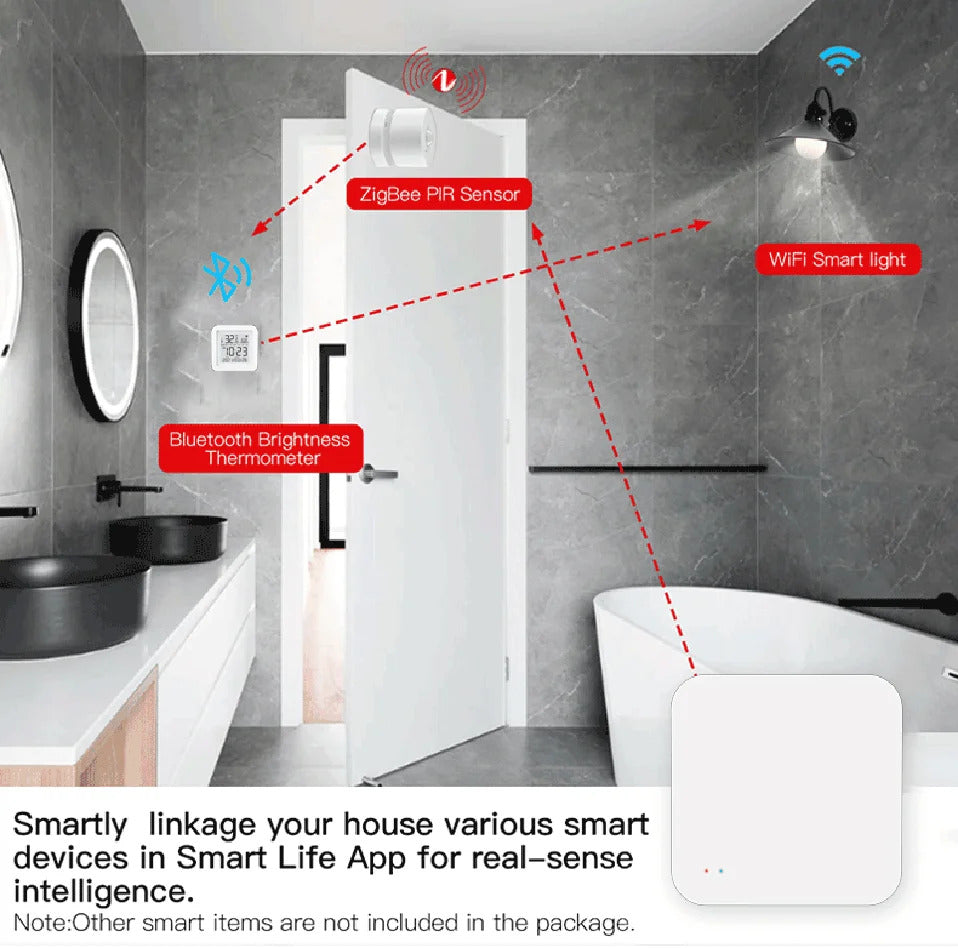 Image of Tuya Zigbee wireless hub gateway for smart home automation with Google Assistant compatibility