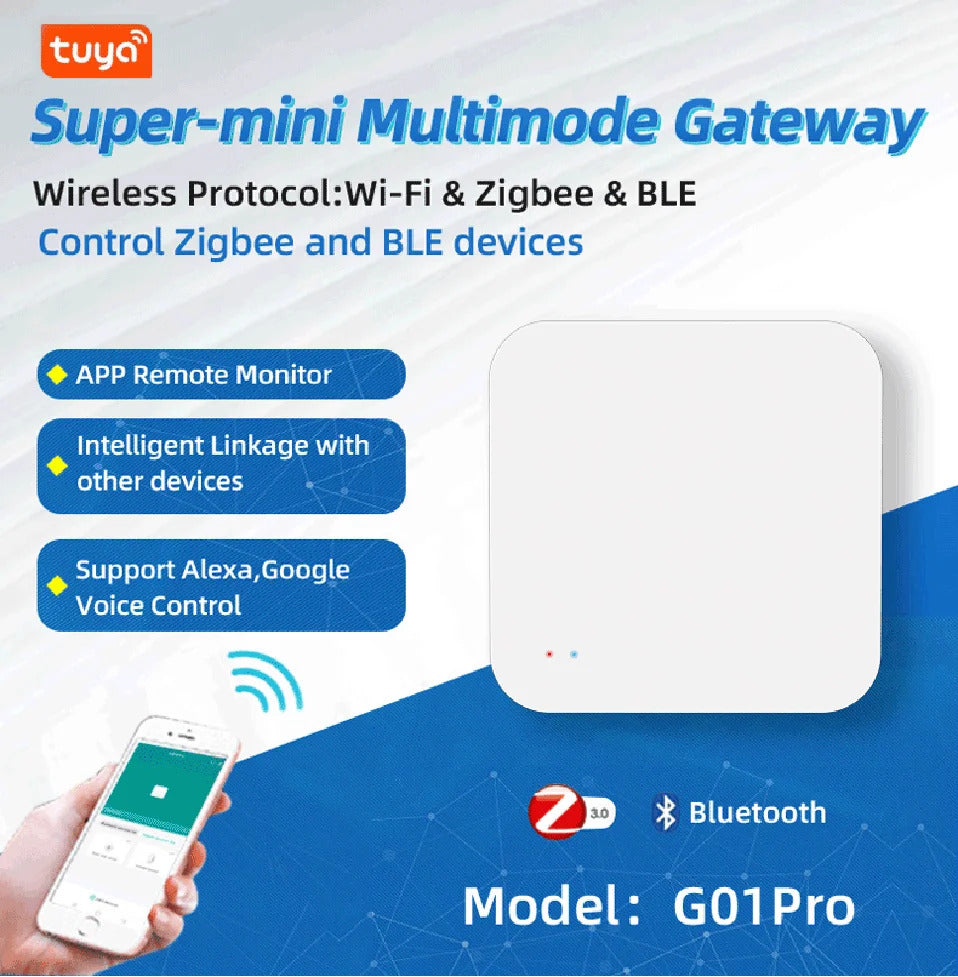 Image of Tuya Zigbee wireless hub gateway for smart home automation with Google Assistant compatibility