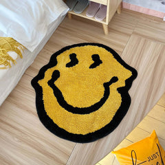 Image of Twisted smiling plush rug - handmade, soft, and fluffy decoration for bedroom or bathroom