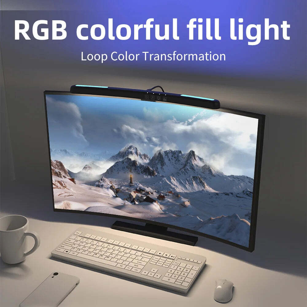 Image of USB dimmable RGB monitor light bar with adjustable color temperature