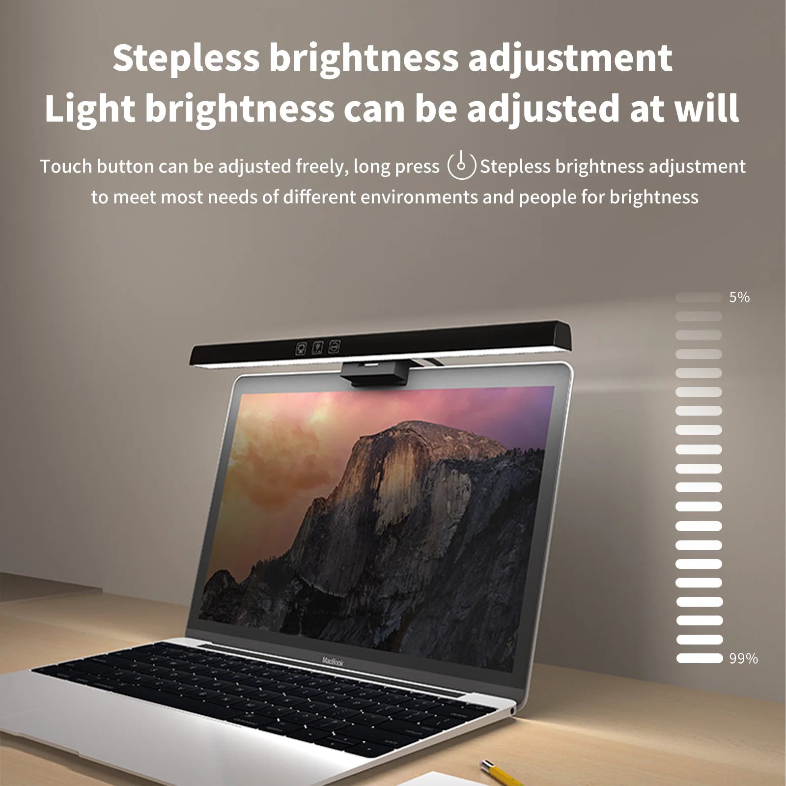 Image of USB dimmable RGB monitor light bar with adjustable color temperature