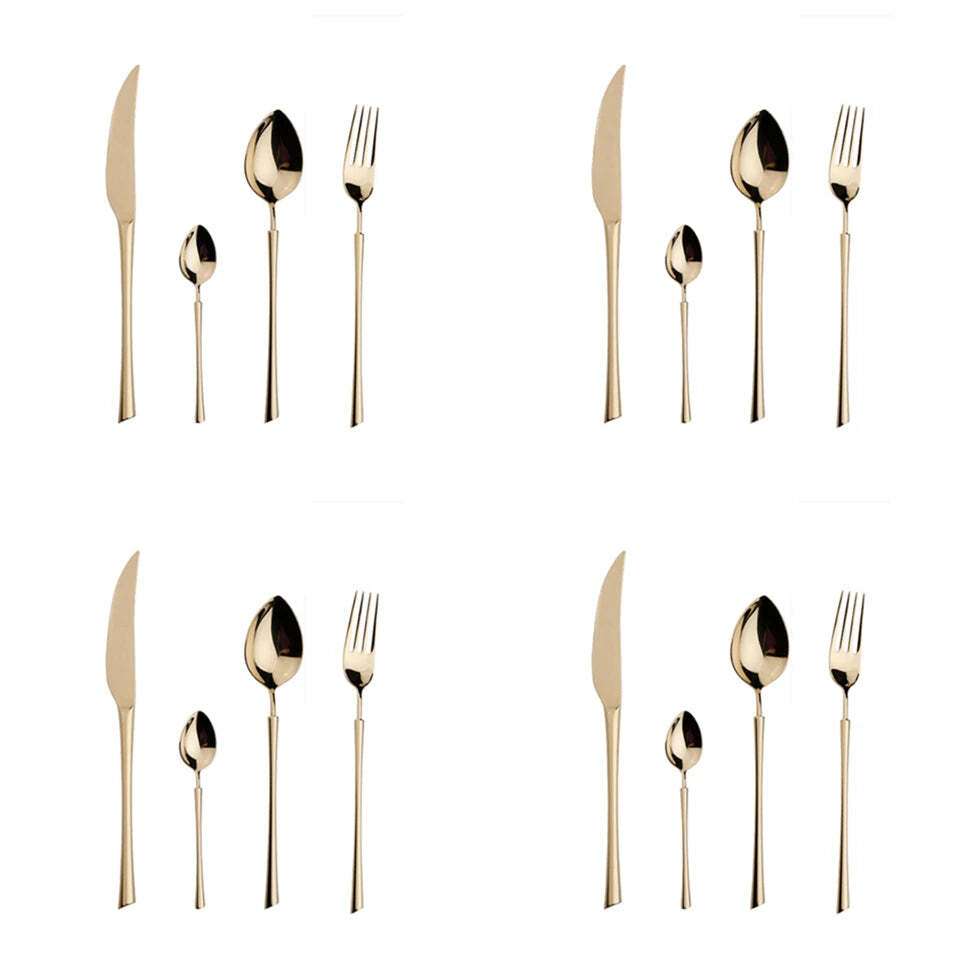 30-piece shiny gold stainless steel flatware set for stylish dining