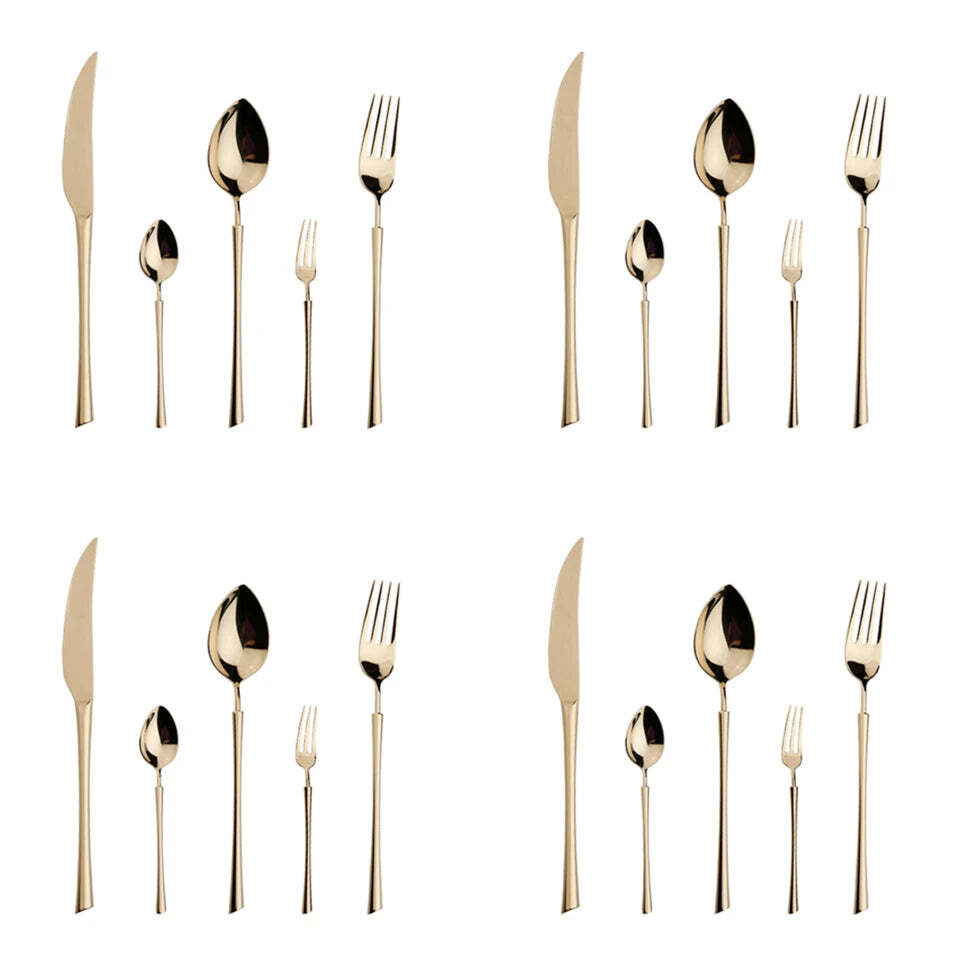 30-piece shiny gold stainless steel flatware set for stylish dining