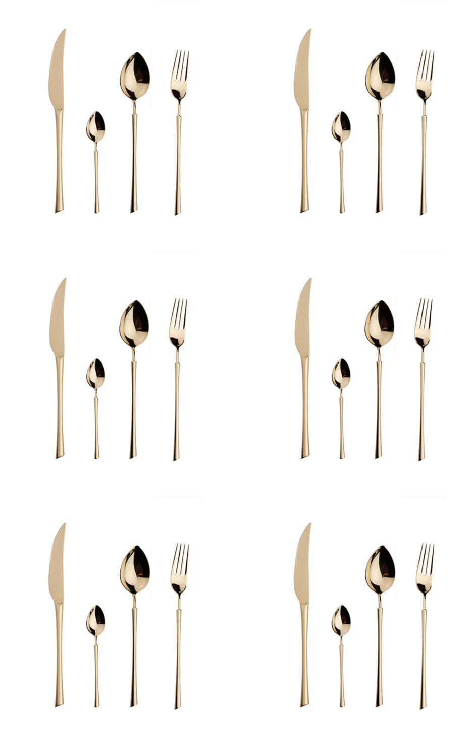 30-piece shiny gold stainless steel flatware set for stylish dining