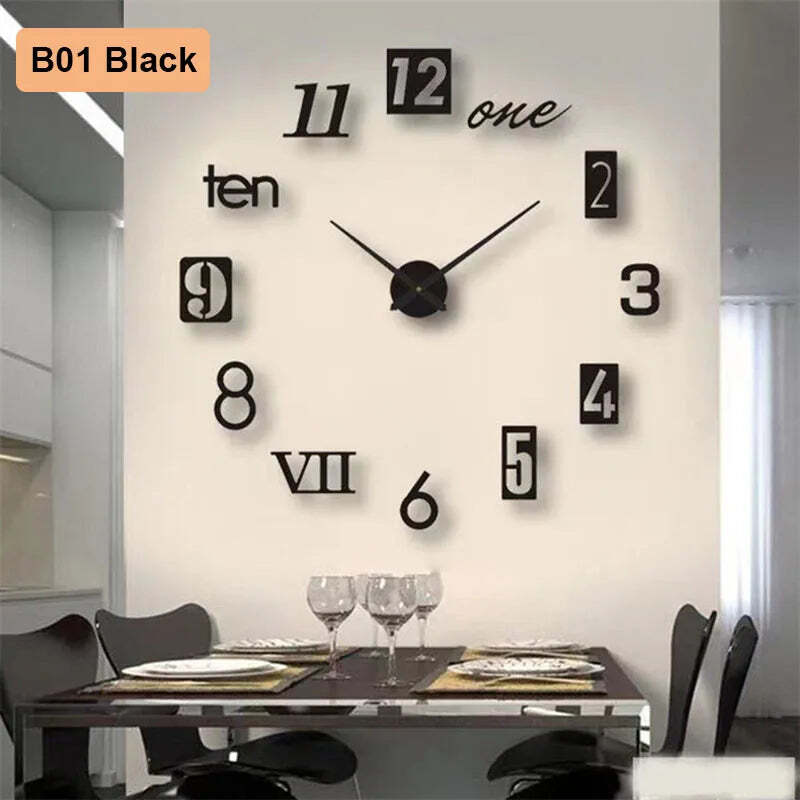 3D number wall clock for modern home decoration and DIY style