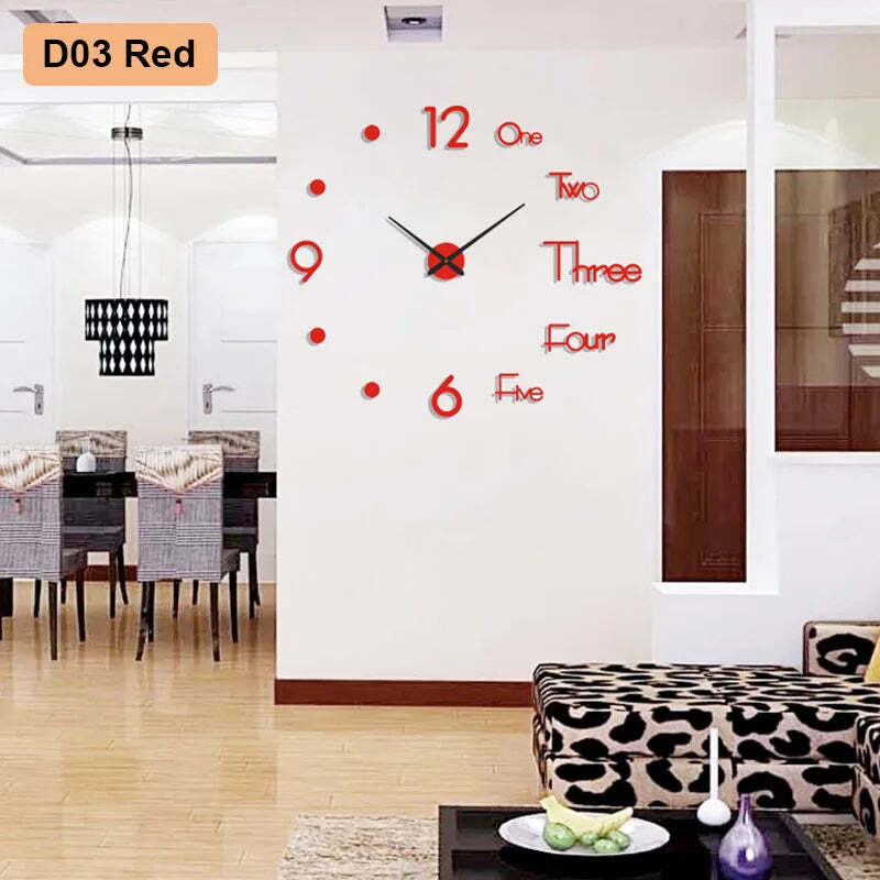 3D number wall clock for modern home decoration and DIY style