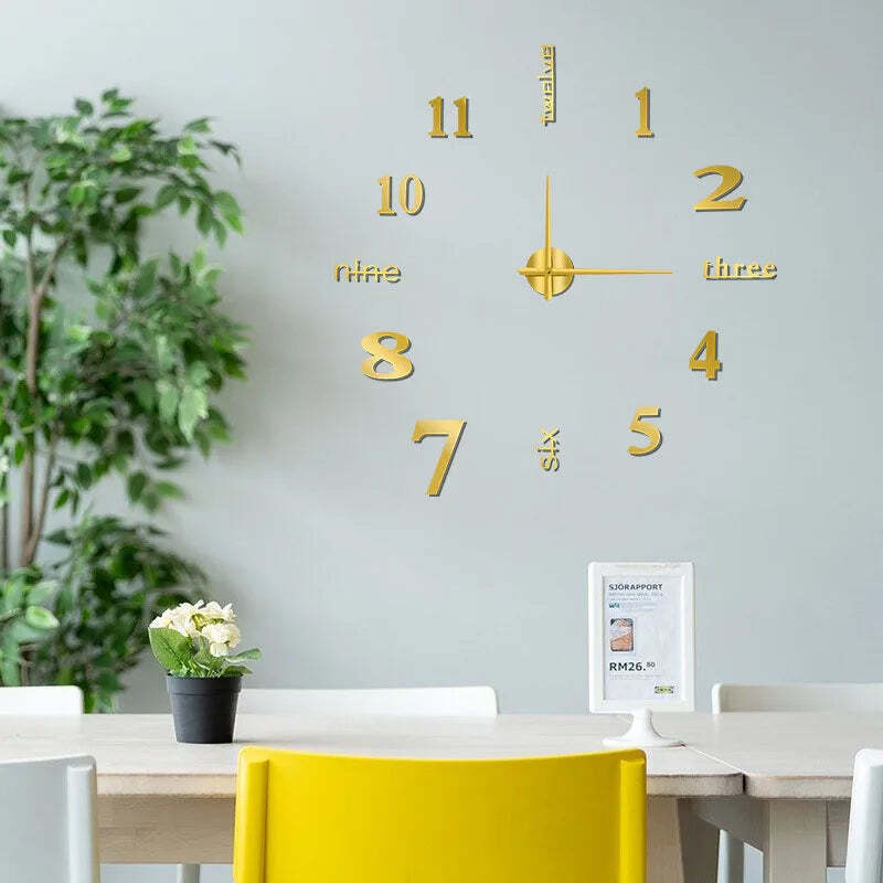 3D number wall clock for modern home decoration and DIY style