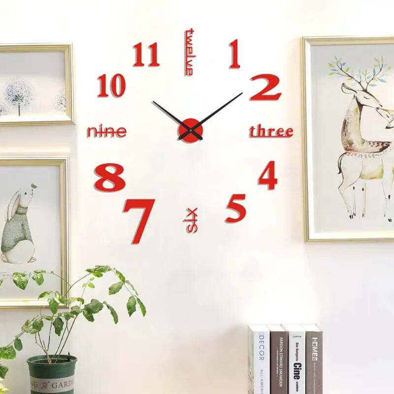 3D number wall clock for modern home decoration and DIY style