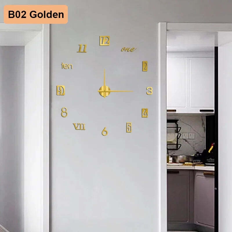 3D number wall clock for modern home decoration and DIY style