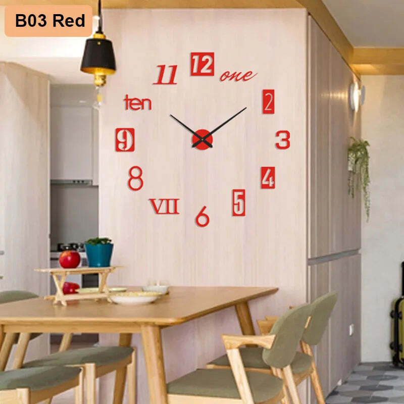 3D number wall clock for modern home decoration and DIY style