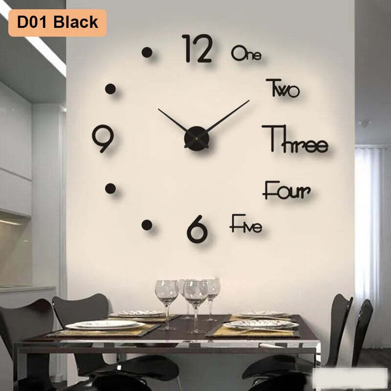 3D number wall clock for modern home decoration and DIY style