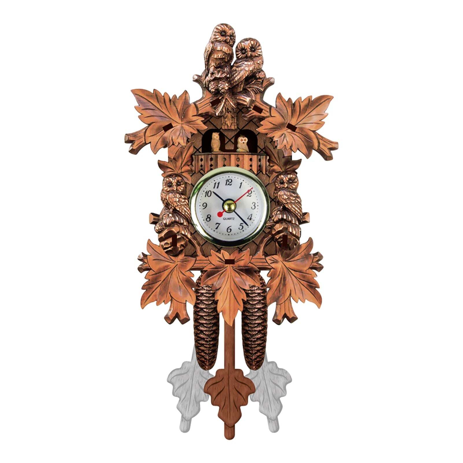 Antique wooden cuckoo wall clock with bird time bell swing alarm