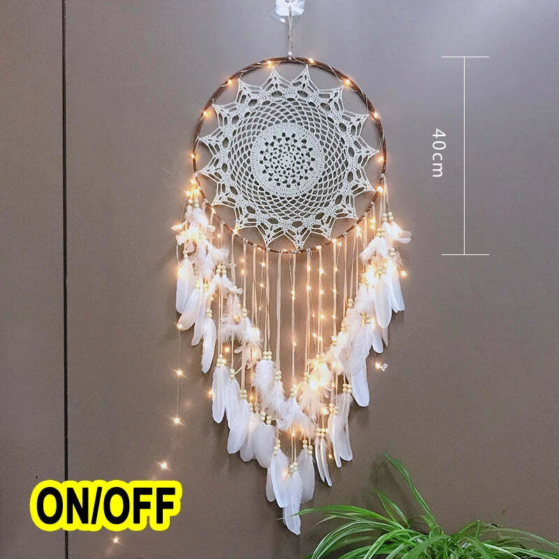 Big dream catcher with lights for kids' room decor