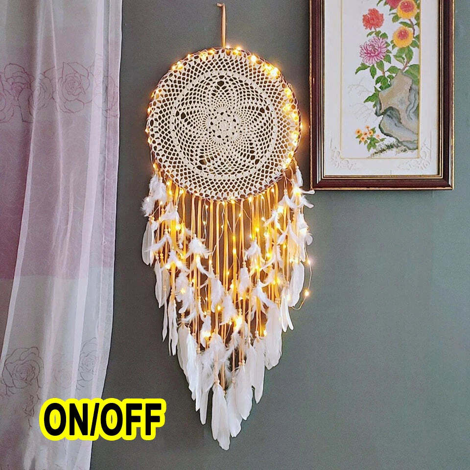 Big dream catcher with lights for kids' room decor