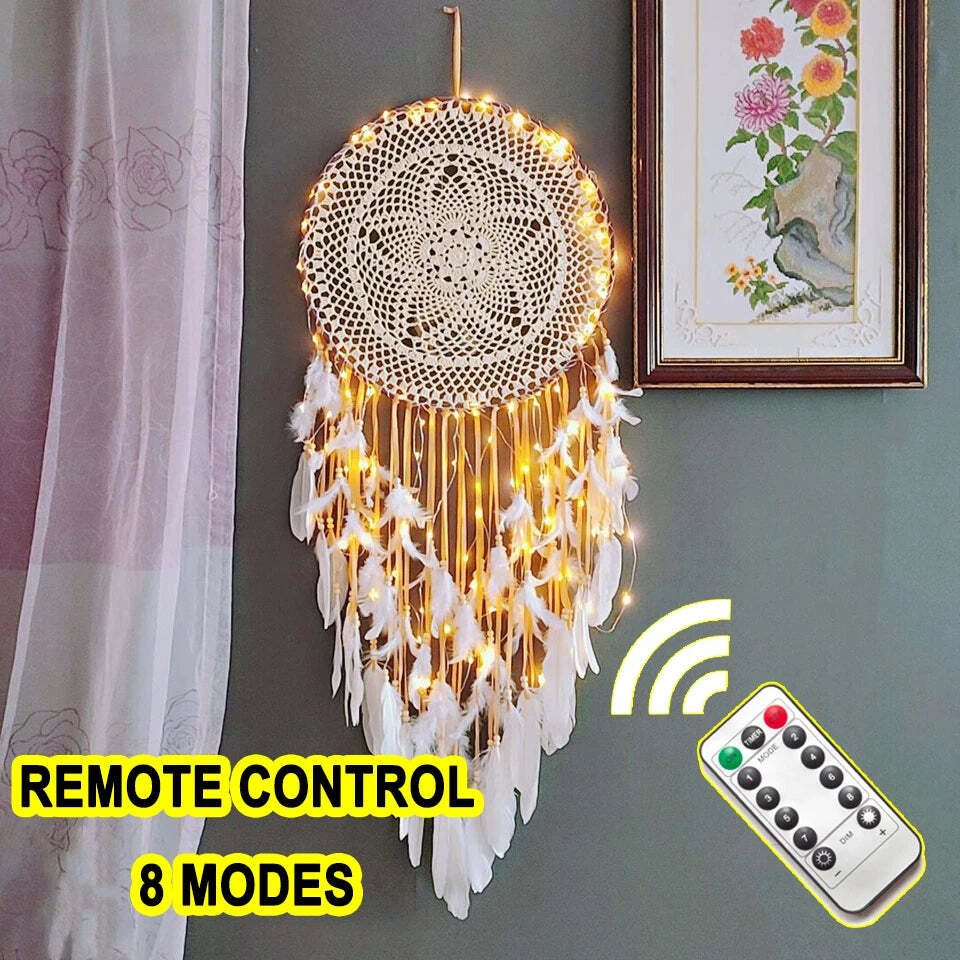 Big dream catcher with lights for kids' room decor