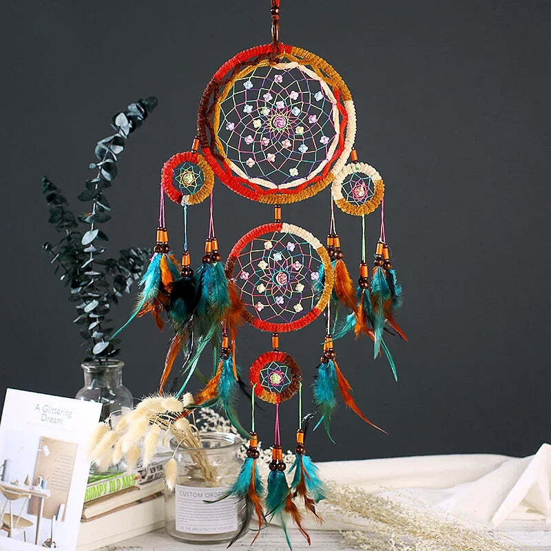 Big dream catcher with lights for kids' room decor