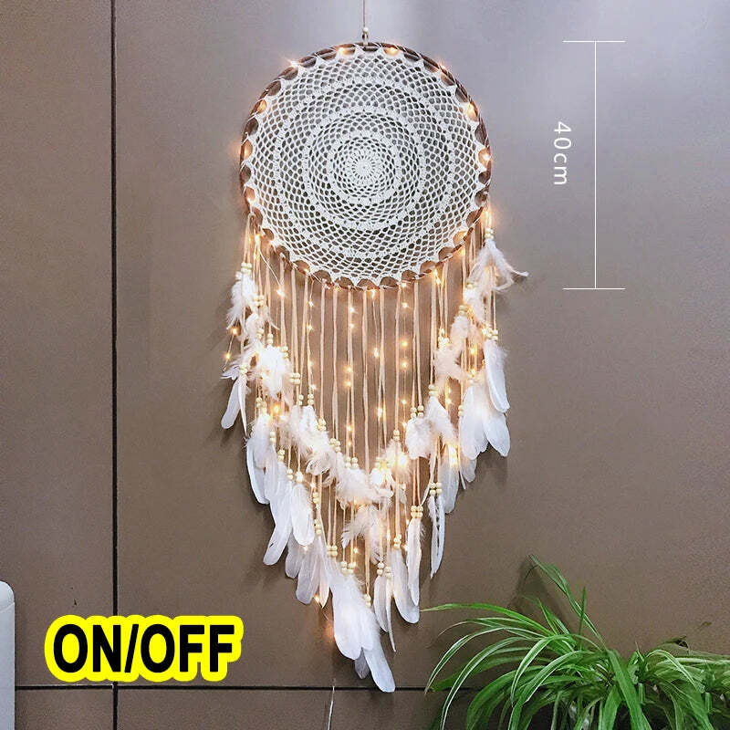 Big dream catcher with lights for kids' room decor