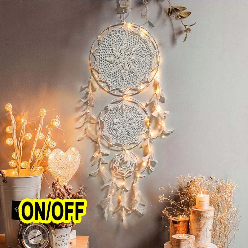 Big dream catcher with lights for kids' room decor