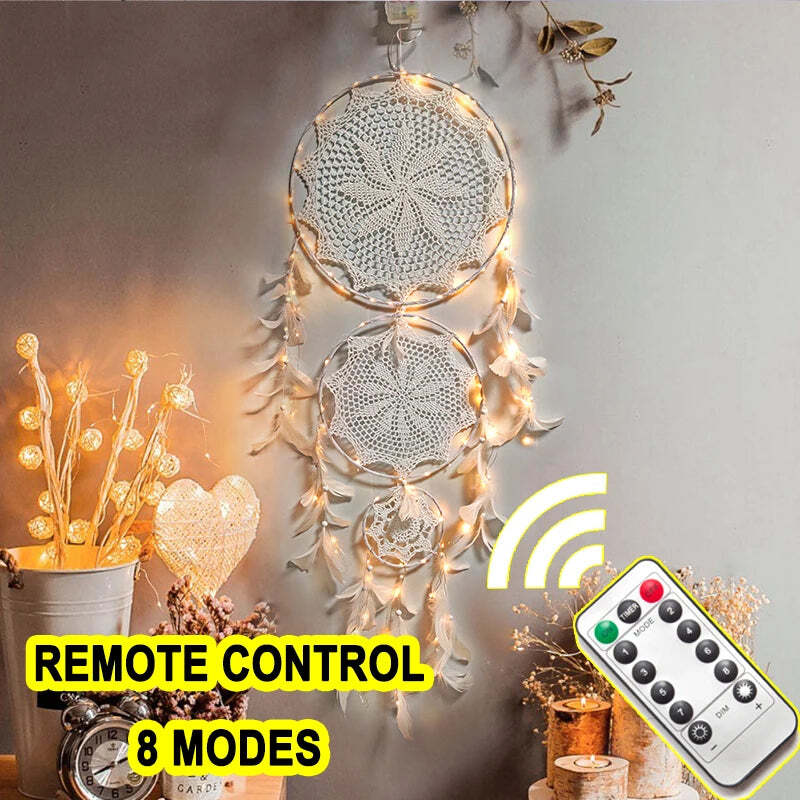 Big dream catcher with lights for kids' room decor