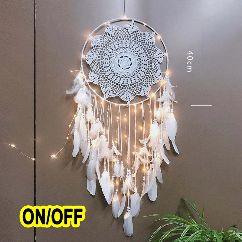 Big dream catcher with lights for kids' room decor