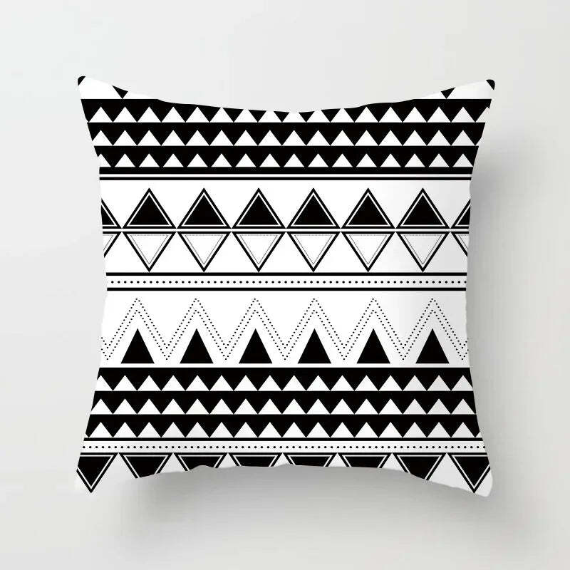 Black and white geometric portrait pillowcase for home and office decor