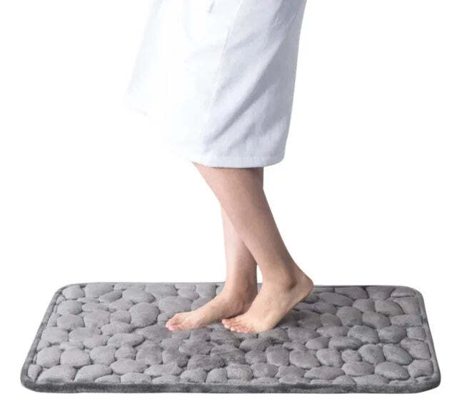 Cobblestone embossed memory foam bath mat with anti-slip backing